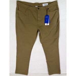 New The Perfect Jean NYC Mens 44x32 Khaki Denim Slim Fit Straight Denkhaki